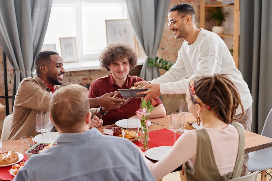 friends sharing meal festive table