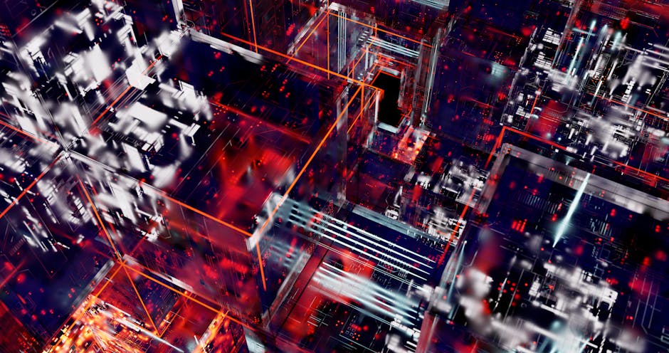 futuristic city with glowing AI neural network overlay