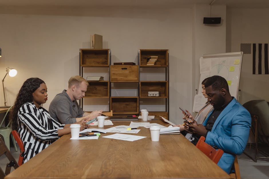group of people collaborating in a modern co-working space