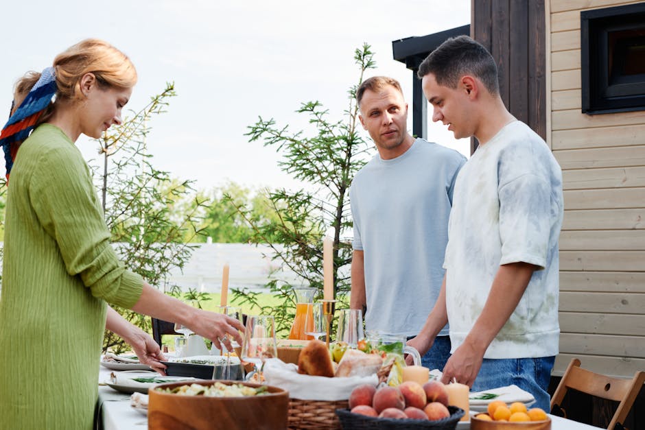 Happy family enjoying homemade Ukrainian meal