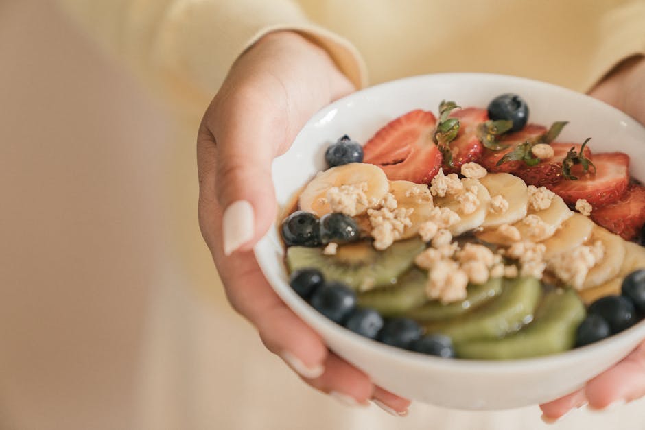 healthy breakfast and fresh fruit