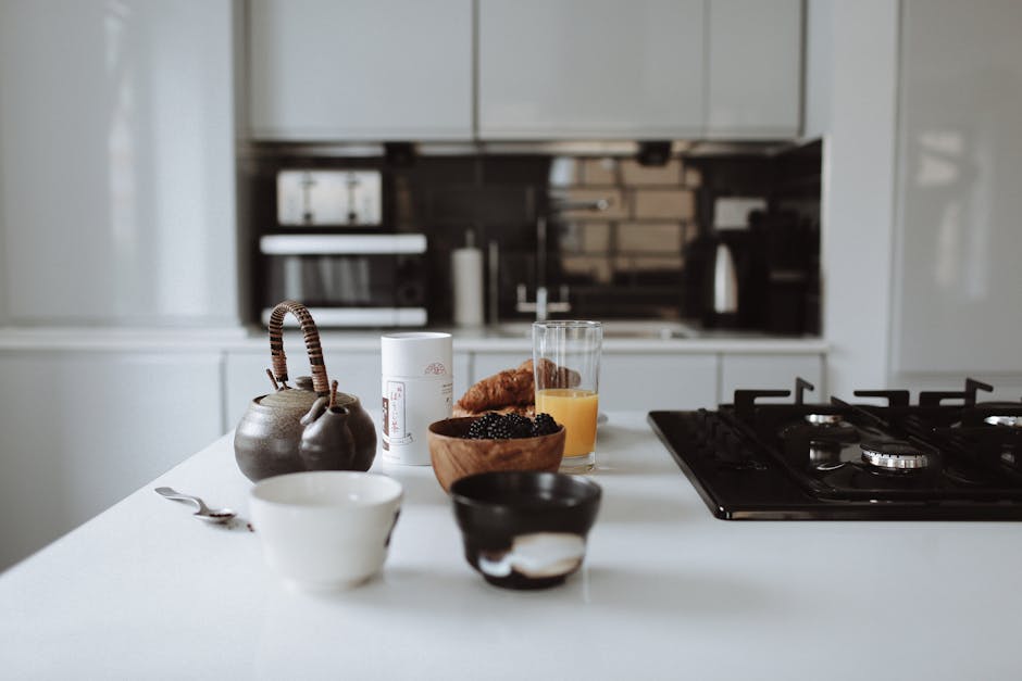 healthy breakfast in modern kitchen