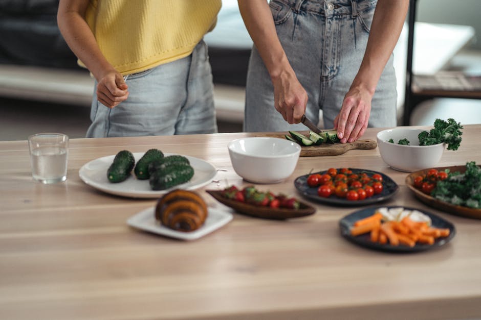 Healthy food on kitchen table
