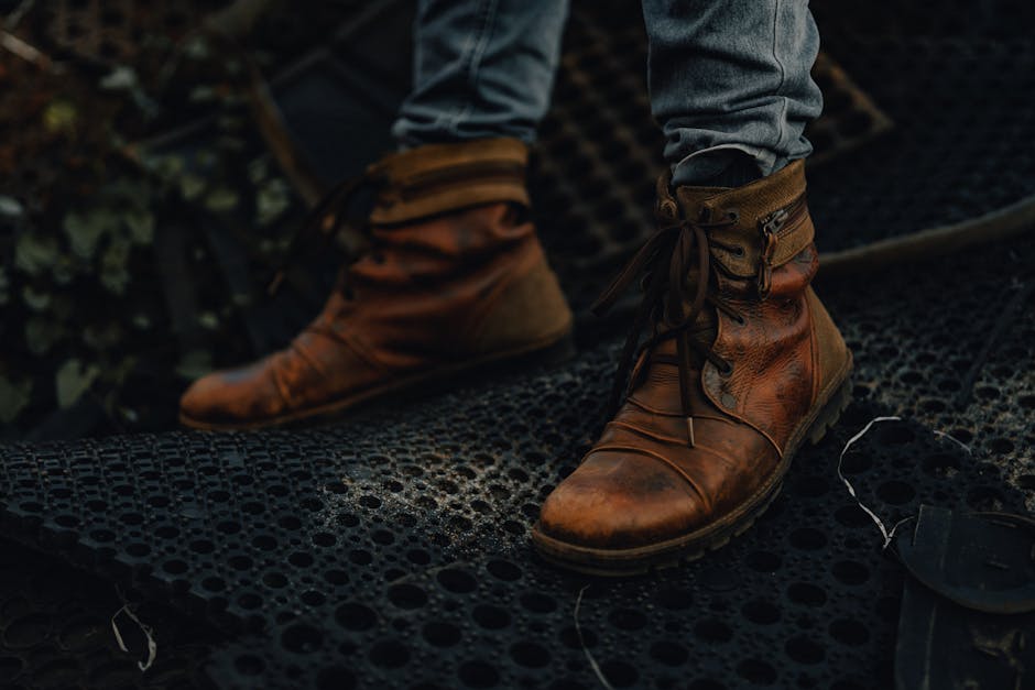 leather boots close up