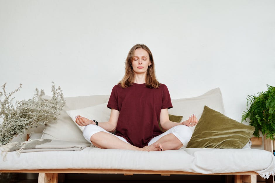 Mindful meditation in a calm home setting