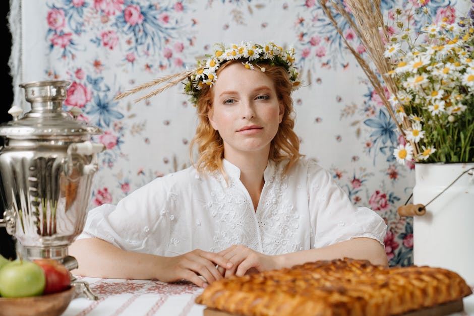Modern Ukrainian bride with floral wreath