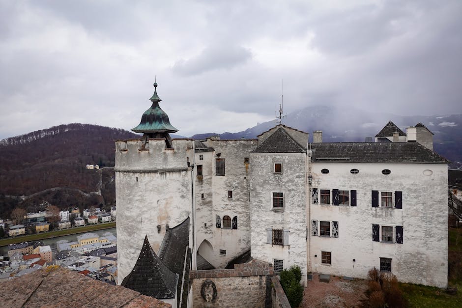 Old European castle train view