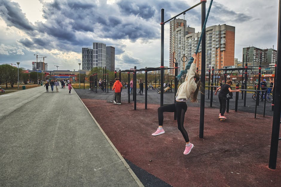 people enjoying urban park city life