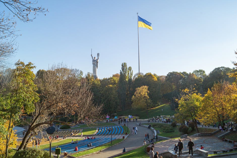 People exercising in a modern Ukrainian park