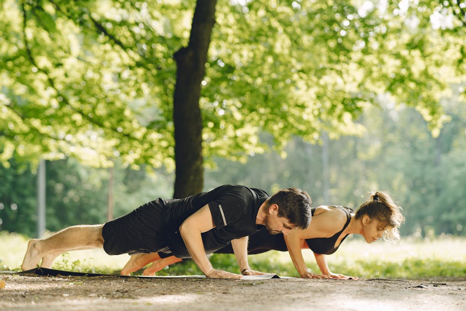 People exercising outdoors in nature Ukraine