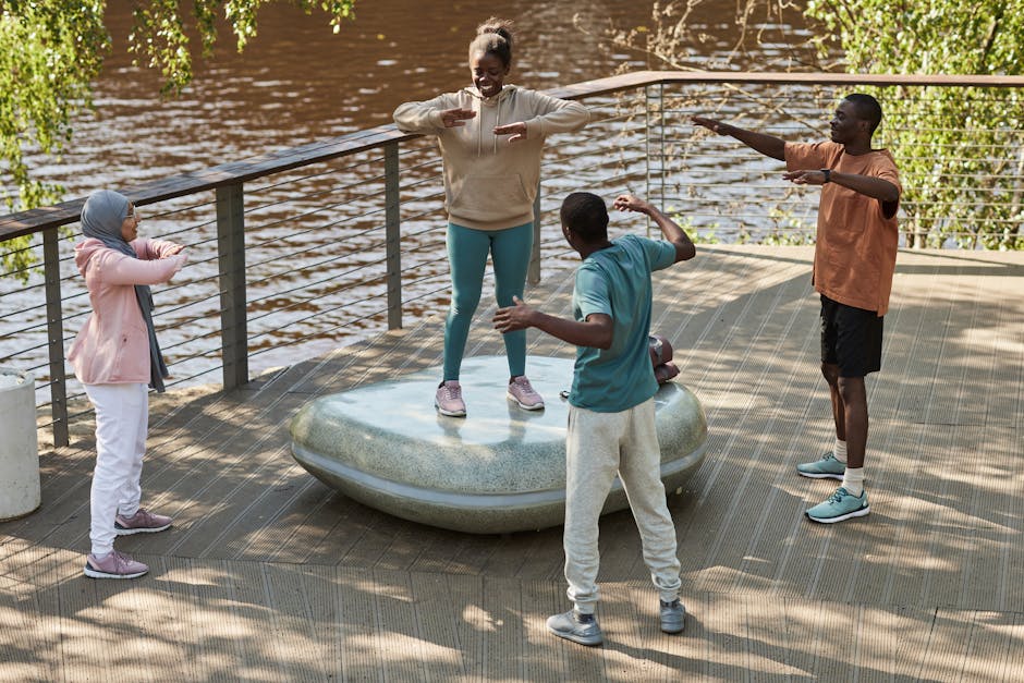people exercising outdoors together