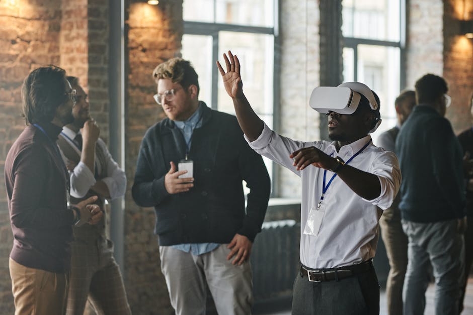 People networking at tech conference