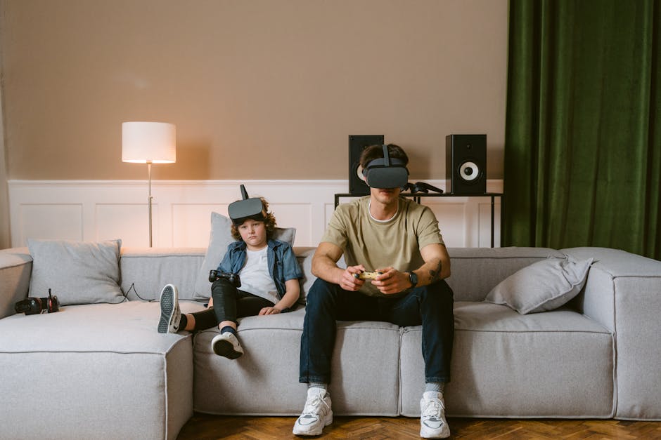 people using VR headsets at home