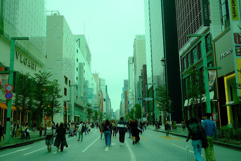 People walking in a vibrant city street