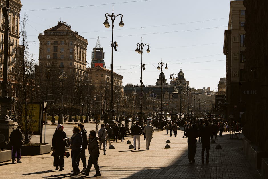 People walking Kyiv tour group