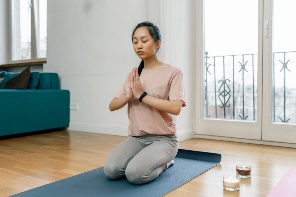 person meditating in peaceful home