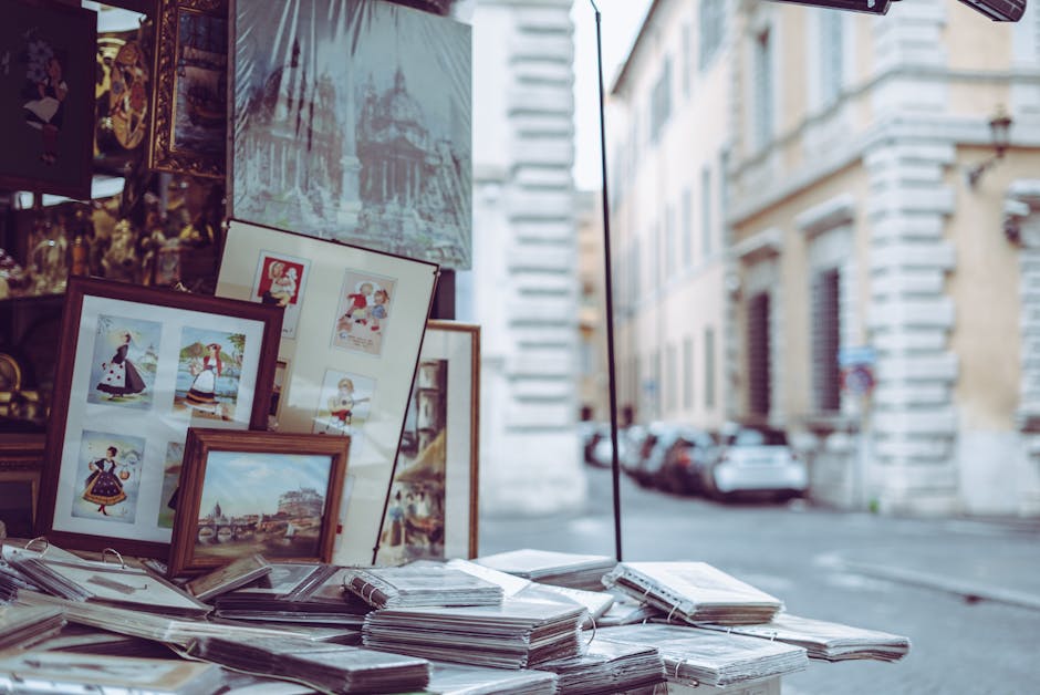 Street art market on historic European street