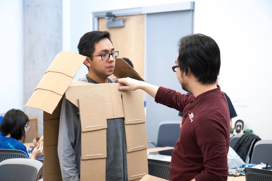 students collaborating on AI project