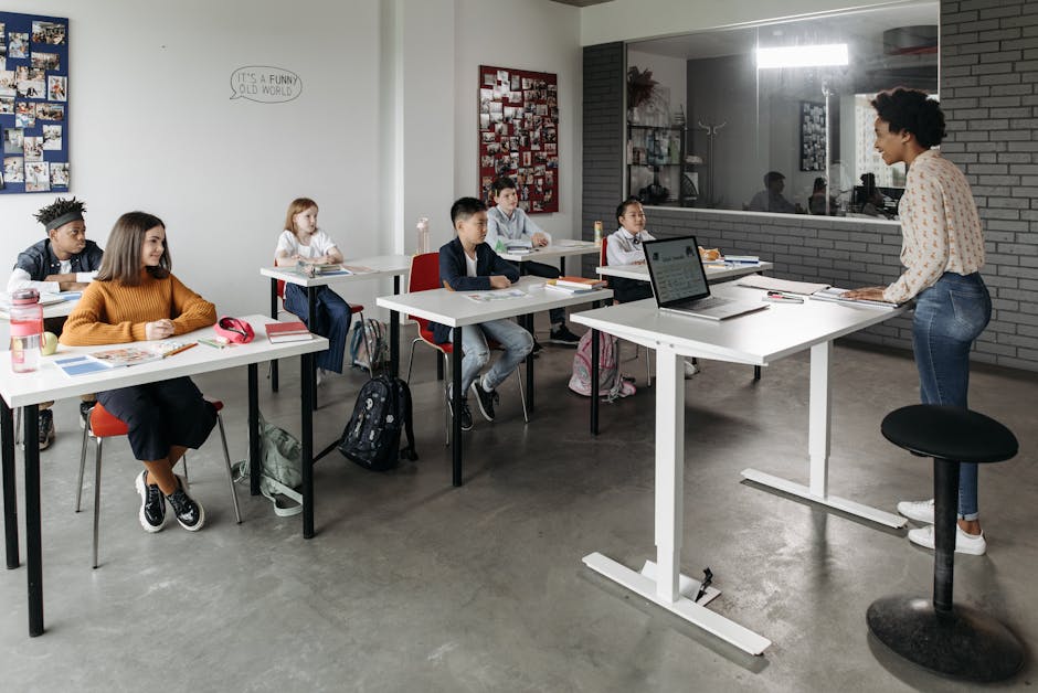 students learning AI in modern classroom