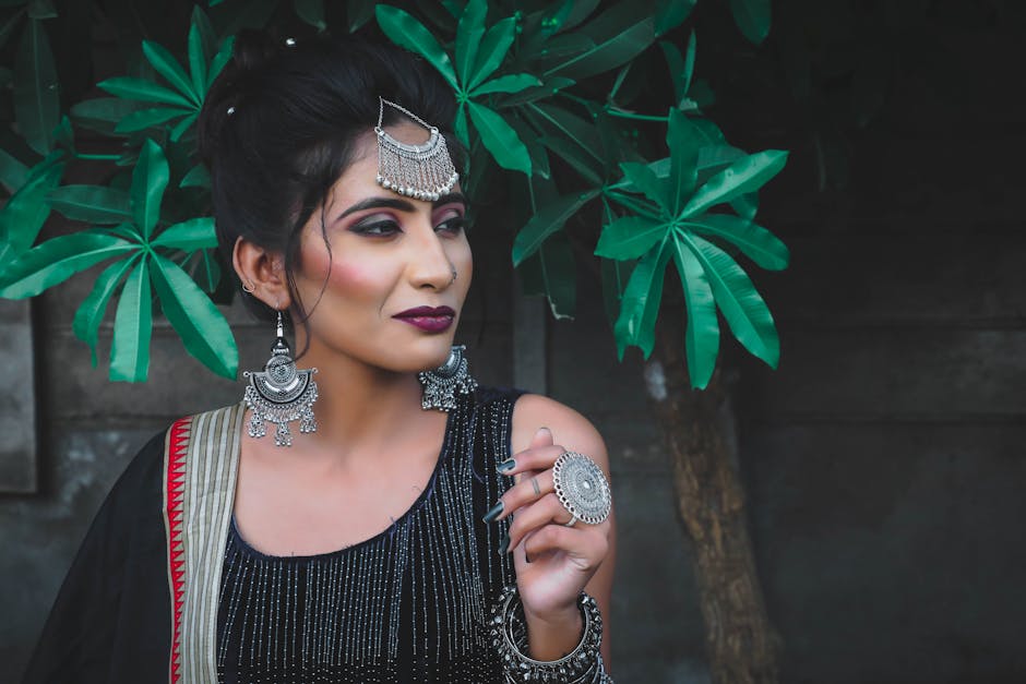 stylish woman in ethnic jewelry