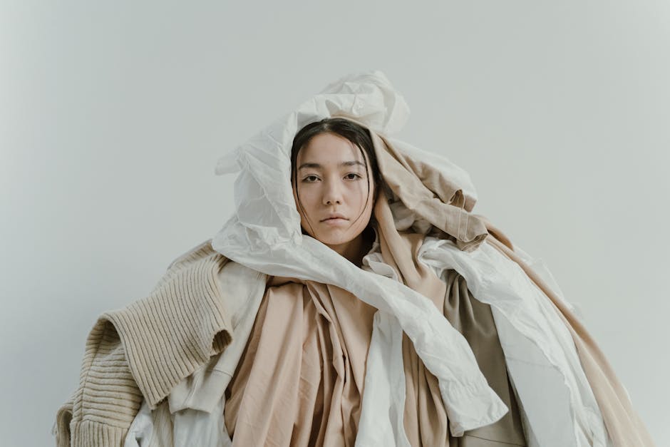 Sustainable fashion studio with fabrics