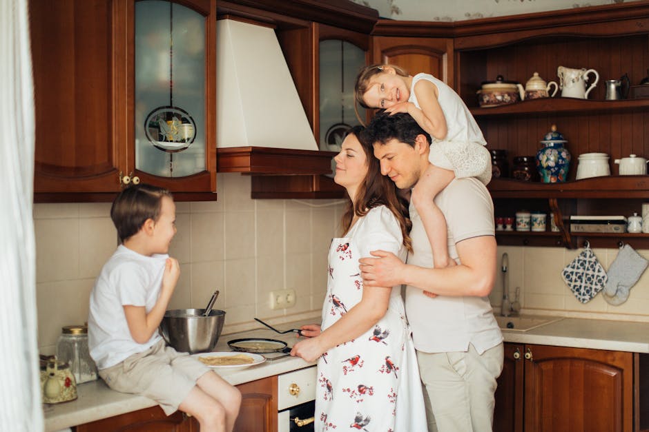 Ukrainian family cooking together