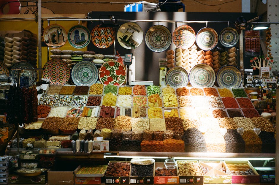 Ukrainian market food stalls