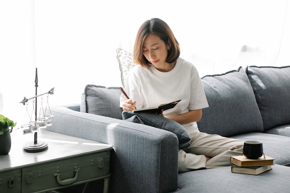 woman journaling with natural light
