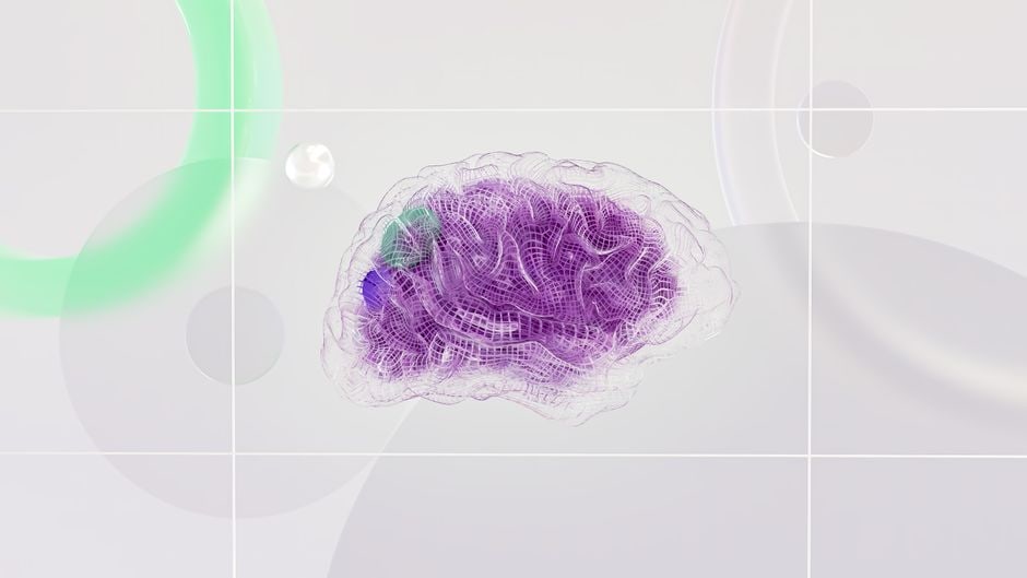 Flusso di dati digitali che convergono in una stilizzazione astratta di un cervello AI, rappresentando l'elaborazione delle informazioni.